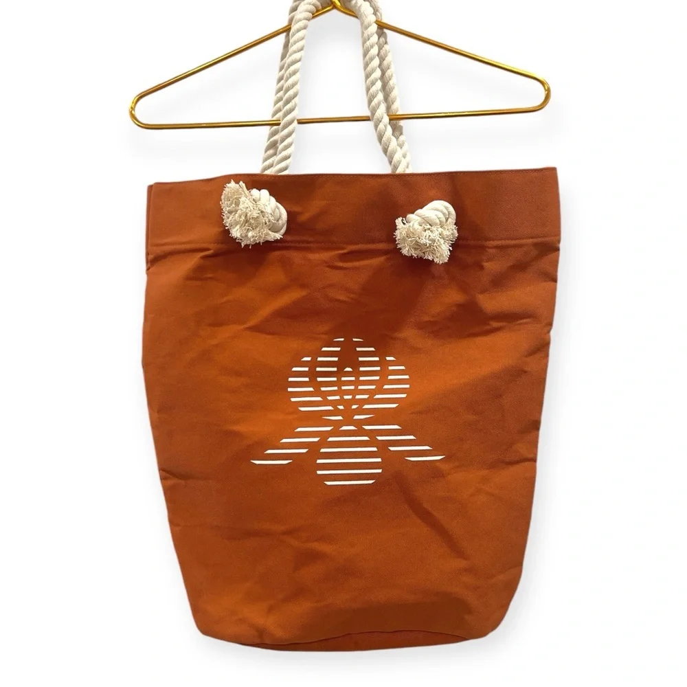 Bergdorf Goodman Sisley Paris Orange White Rope Handle Large Tote Hand Bag NWOT​ - Picture 9 of 9